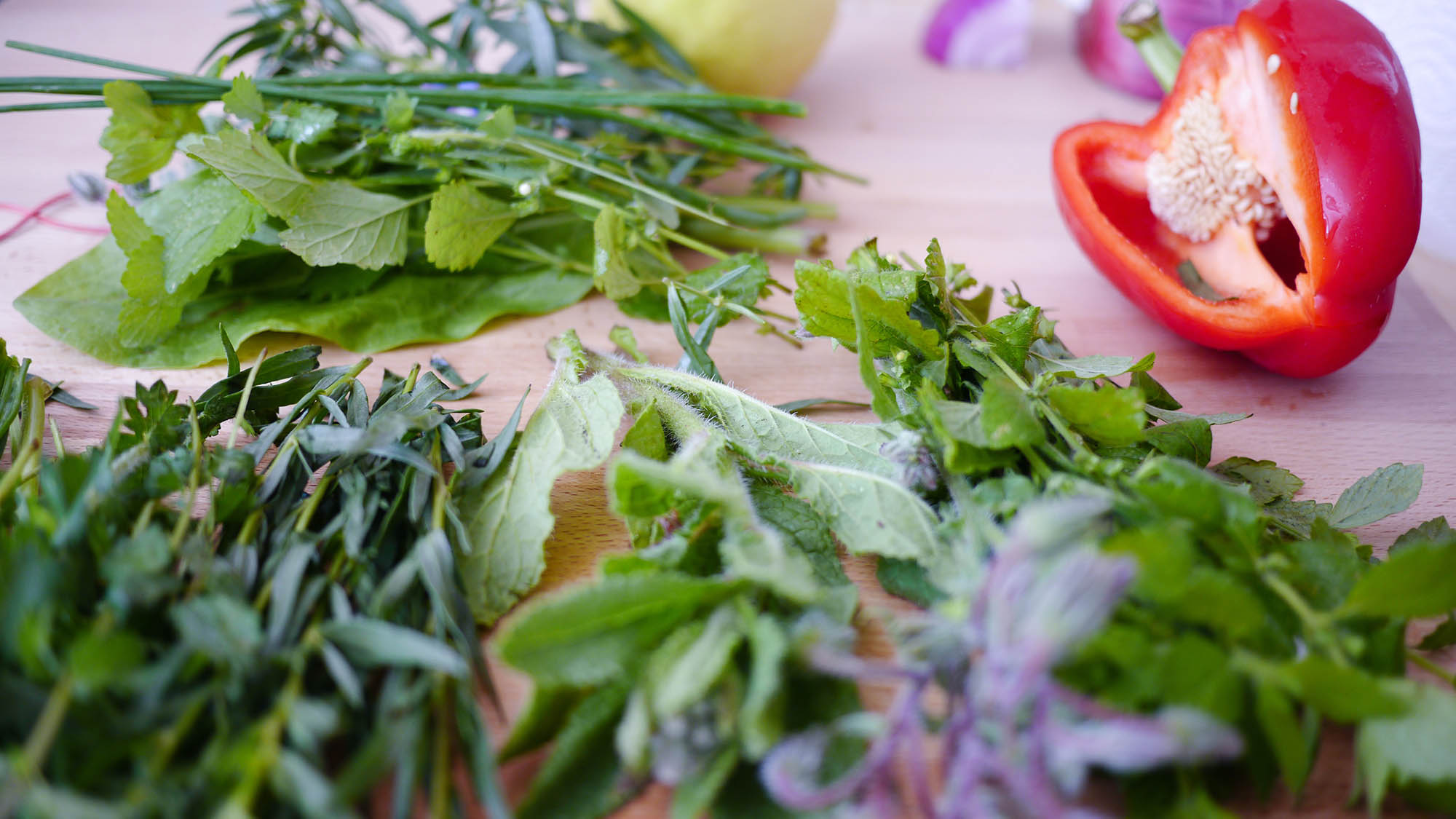 Vegetables on a cutting board.